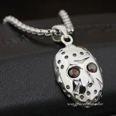 925 Sterling Silver Halloween Jason Hockey Mens Biker Pendant 8N026A Steel N 24  • $31.28