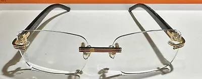 $3265 Cartier Rimless Eyeglasses Black Buffalo Horn Yellow Gold • $3.25