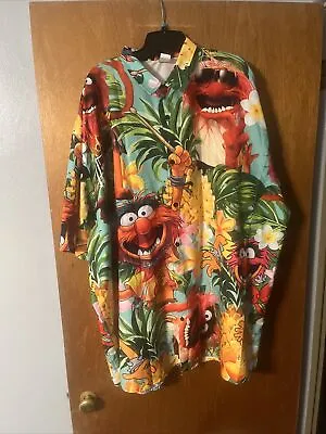 The Muppets Animal Short Sleeve Button Hawaiian Pineapple Print Shirt Sz 4XL New • $34.49