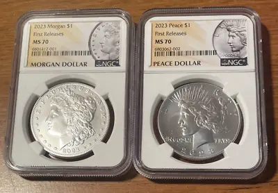 2023 P Morgan And Peace Dollar Two Coin First Releases Set NGC MS 70 • $234.95