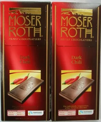 2 - Moser Roth Premium Chocolate  Dark Chili Bar 4.4-oz Packs • $7.99