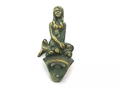 Antique Bronze Cast Iron Wall Mounted Mermaid 6  Bottle Opener • $10.16