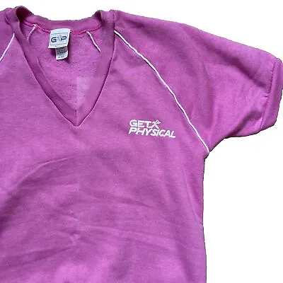 Vintage 70’s GET PHYSICAL Pink Retro Womens S-M 36 Sweatshirt Roller Disco Girls • $15.99
