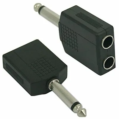 Adapter Connector 6.3mm 1/4  Male Mono To Dual Female Y Mic Cable Splitter Audio • $6.27