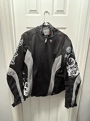 Joe Rocket Women's Motorcycle Jacket Mesh Black Silver XL • $55