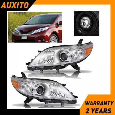 For 2011-2020 Toyota Sienna Headlights Bumper Turn Signal Lamps Chrome Headlamps • $125.99