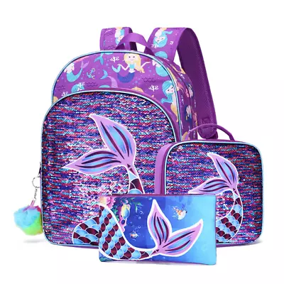 3Pcs Mermaid Unicorn Student School Bag Backpack Lunch Bag Pencil Case Kids Gift • $55.97