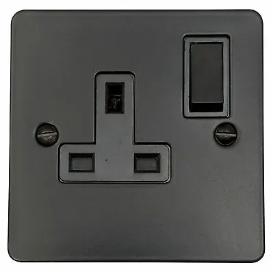 £13.75 • Buy G&H FFB9B Flat Plate Matt Black 1 Gang Single 13A Switched Plug Socket