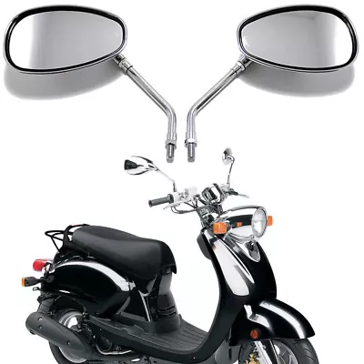 2x Motorcycle Chrome Rear View Mirror For Yamaha Vino 125CC 50CC Scooter Cruiser • $29.99