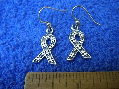 Modern Sterling AUTISM PUZZLE PIECE RIBBON Dangle EARRINGS • $21.99