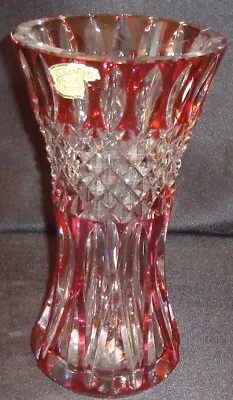 Val St-lambert Ruby Crystal Vase (belgium) • $361.60