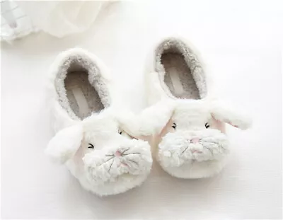 Hot#rabbit Slippers Winter Slippers Soft Plush White Wrap Heel Novelty Shoes • $32.99