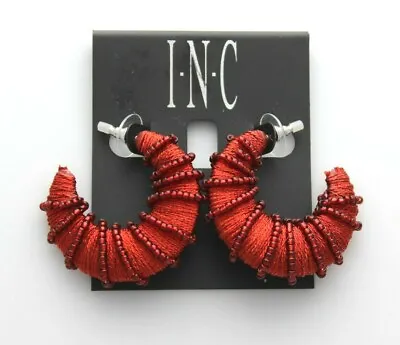 INC International Concepts Red Bead & Thread-Wrapped C-Hoop Earrings 1.73  • $8.10