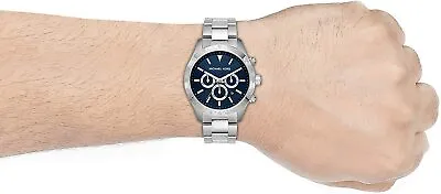 NWT Michael Kors MK8781 Layton Chronograph Stainless Steel 45mm Blue Watch • $168.88