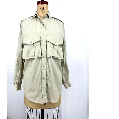 £26.52 • Buy Vintage Liz Claiborne Women's Khaki Tan Vented Back Cargo Shirt S