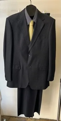 Mens Suit Wool 2 Button Flat Front Pants Size.42L Col. Navy Striped.2BSTR42L • $135
