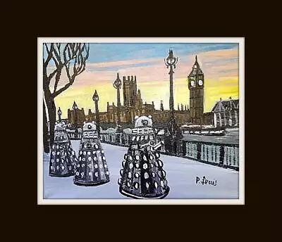 £103.12 • Buy Original Northern Art Oil Painting Phil Lewis : Dalek's Hunting In Westminster