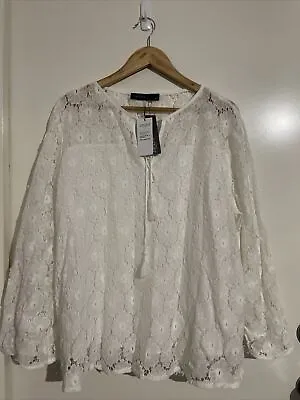 ZANZEA Size 4XL Women’s Top Blouse White Floral Lace Summer Flare Sleeve BNWT • $27.95