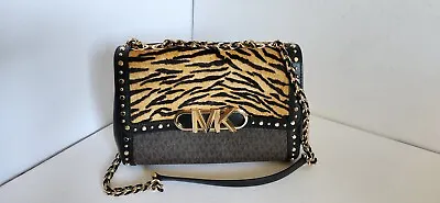 Michael Kors Signature Tiger Print Calf Hair Parker Convertible Chain... • $220