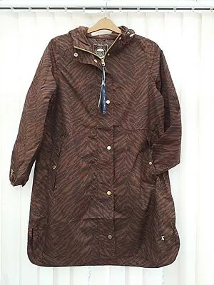 Joules Right As Rain Brown Zebra  Waybridge Rain Coat Packable UK 10 New • £45