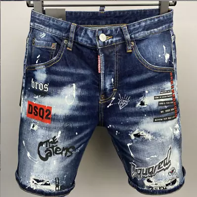£31.19 • Buy Dsquared2 Jeans Shorts Mens Skinny Scuffed Hole Patch Blue Dsq2 Denim Pants UK^