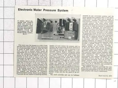 1967 Electronic Water Pressure System By Megator Pumps And Compressors • $6.22