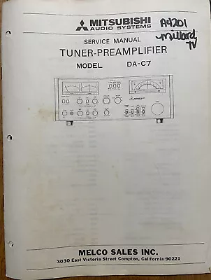 Mitsubishi Da-c7 Tuner Preamplifier Original Service Repair Manual • $26.94