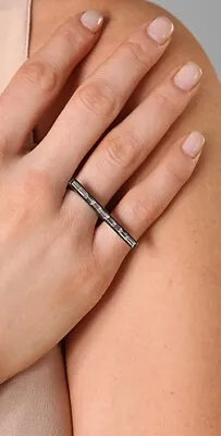 Gunmetal Plated Ring With Swarovski Crystals By Made Her Think Size 8 • $39