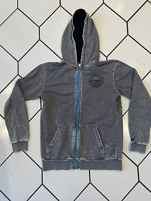 Volcom Boys Grey Distressed Hoodie Size XL Zip Front • $7.99