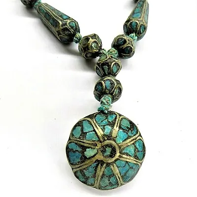 Strange Tibetan Antique Style Necklace  African Trade Beads   ???  Bin CO 91 • $40