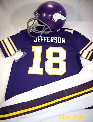 Nwt Nike Youth Medium Vikings #18 Jefferson Football Jersey Tb Uniform Helmet • $245