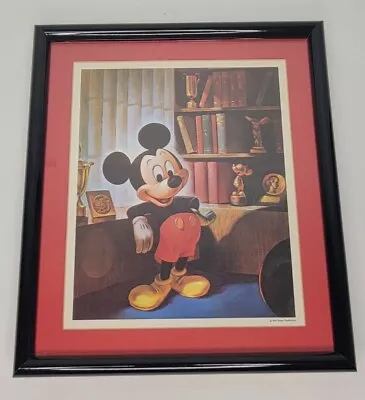 Vintage Mickey Mouse Framed Print Walt Disney Productions Collectible Art 13x11  • $39.99