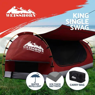 $189.95 • Buy Weisshorn Swag King Single Camping Swags Canvas Free Standing Dome Tent Red