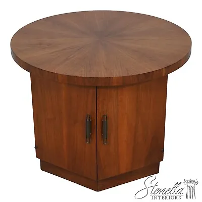 F60949EC: LANE Mid Century Modern 2 Door Walnut Lamp Table • $695