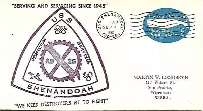 SHENANDOAH (AD-26) 4 September 1970 Locy Type 7t(n+u) (USS) Postmark • $3.50