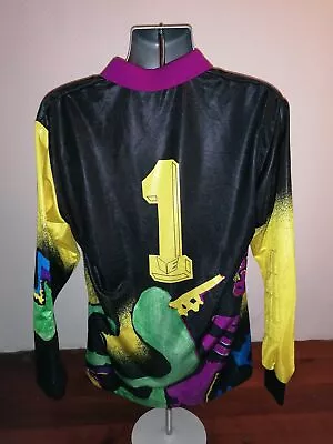 Vintage Erima 1990ies Multi-colour L/s Goal Keeper Shirt #1 Size L Padded • £29.99