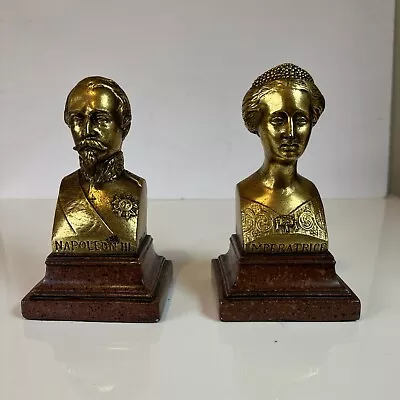 Vintage Gold BORGHESE Napoleón III And Imperatrice Bust Bookends • $150