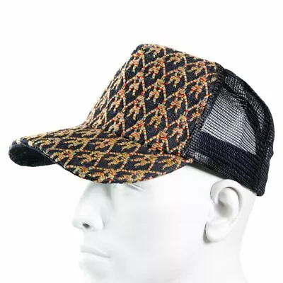 RMC JEANS Mens Black Mesh With Rainbow Embroidered Cap REDM9100 • £99.99