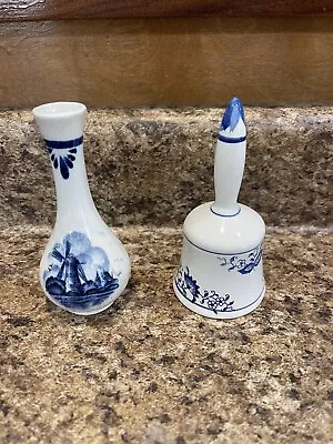 Hand Painted Delft Vase And Bell • $5