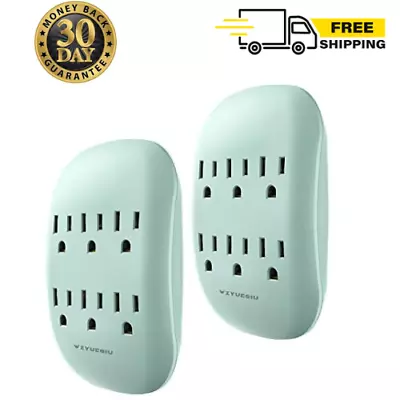 2x 6 Outlet Extender Surge Protector Multi Plug In Wall Adapter Tap 1200J [ETL] • $18.40