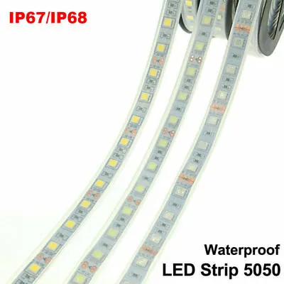 IP67 IP68 Waterproof Under Water LED Strip Light 5050 DC12V Silicon Tube Outdoor • £13.57