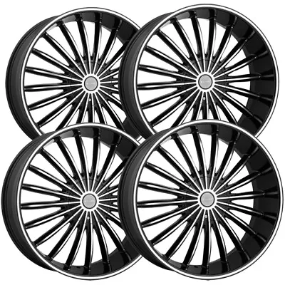 (Set Of 4) Elure 34 22x8 5x108/5x4.5  +38mm Black/Machined Wheels Rims 22  Inch • $959.96