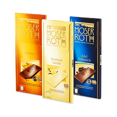 3 Different Sorts Moser Roth Milk Chocolate  Caramel And Bourbon Vanille NEW  • $19.50