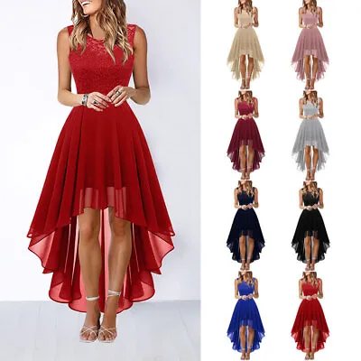 Women Long Chiffon Lace Evening Formal Party Ball Gown Prom Bridesmaid Dress • £23.56