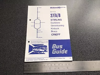 £5 • Buy Midland Scottish Bus Group Route 27 A B Timetable March 1982 Stirling Crieff