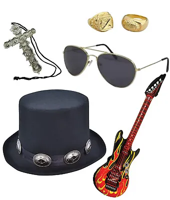 Mens Rocker Pop Slash Rockstar Heavy Metal Rocker Kiss 80s Fancy Dress Costume • £26.95