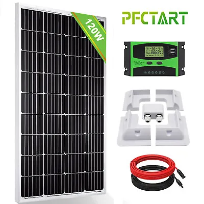 120W Watt Solar Panel Kit 12V With Mounting Brackets Off Grid RV Power Caravan • £111