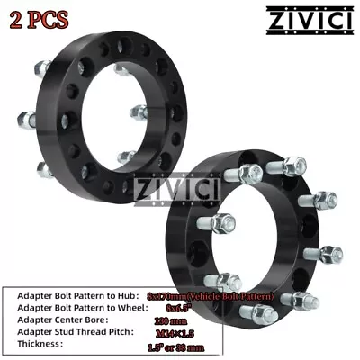 2 Wheel Spacers Adapters 8x170 To 8x6.5  M14x1.5 130mm Bore For Ford F-250 F-350 • $50.95