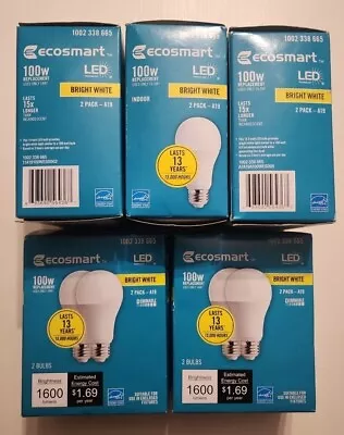 NEW! (10 Pack) - EcoSmart 100-Watt Indoor LED A19 Light Bulb Bright White Bulbs • $32.99