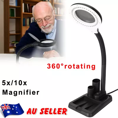 Magnifying Crafts Glass Desk Lamp With 5/10X Magnifier & 40 LED Light AU Plug • $20.45